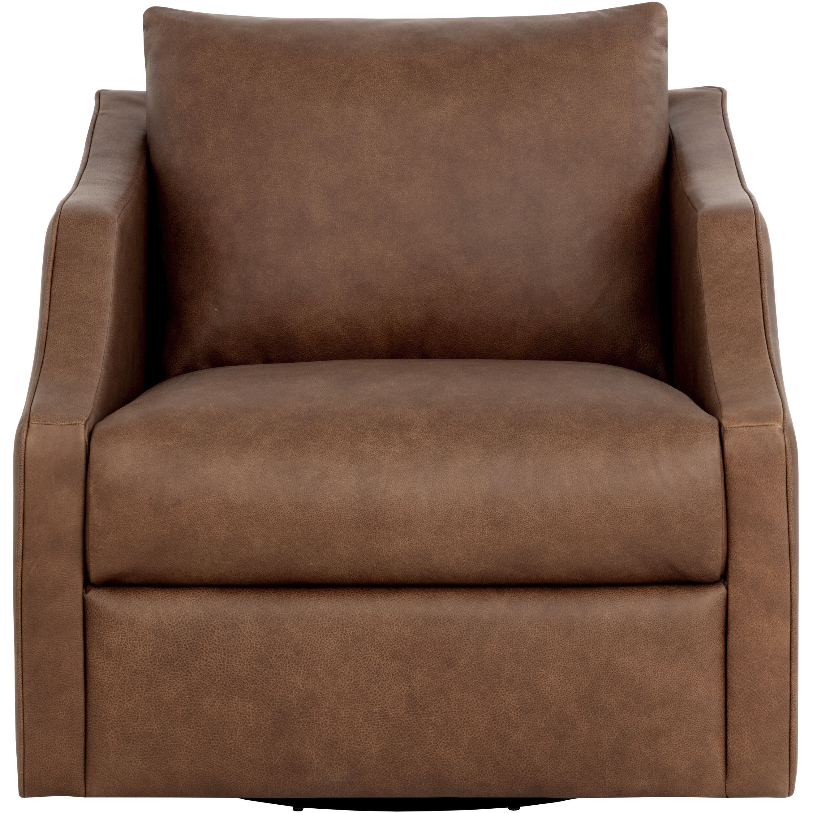 Orwell Cognac Leather Swivel Lounge Chair